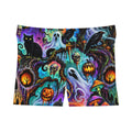 Halloween Allover Print Women's Shorts — Spooky Ghosts, Pumpkins & Black Cat Pattern