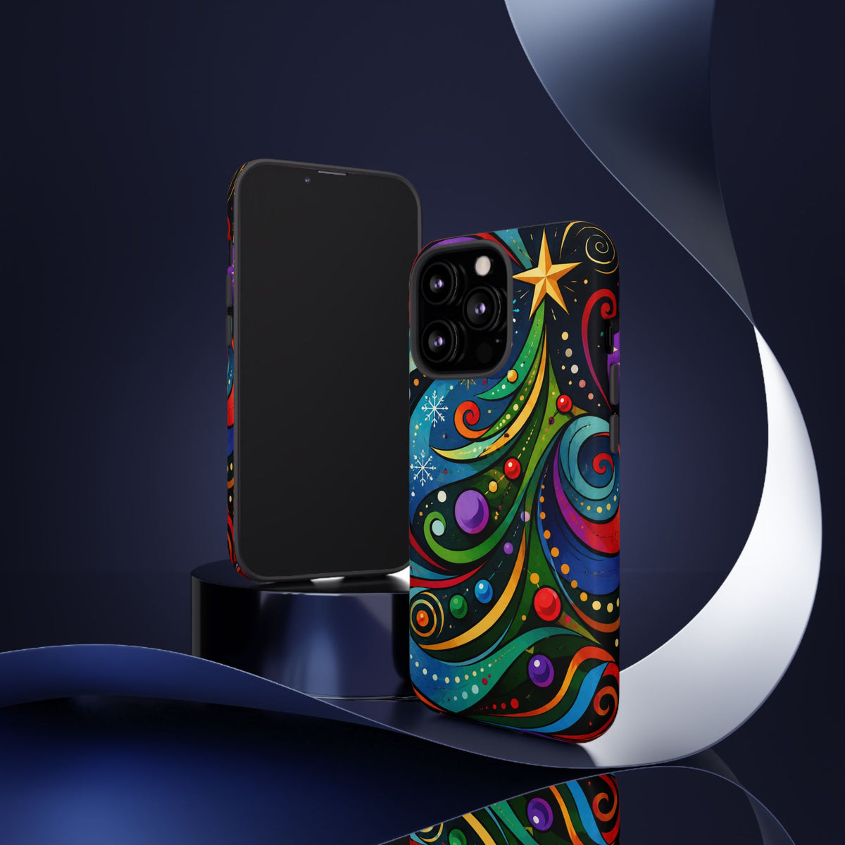 Colorful Swirl Christmas Tree Tough Phone Case