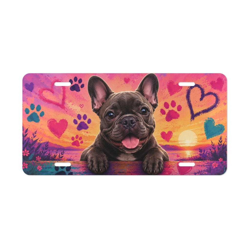 French Bulldog Sunset Vanity Plate | Cute Puppy License Plate