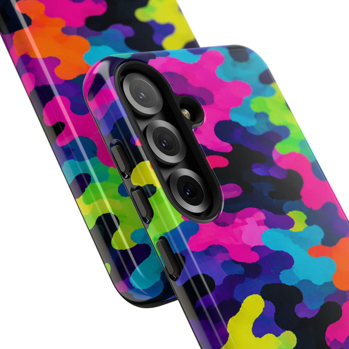 Neon Camo Tough Phone Case — Bright Rainbow Protective iPhone Cover