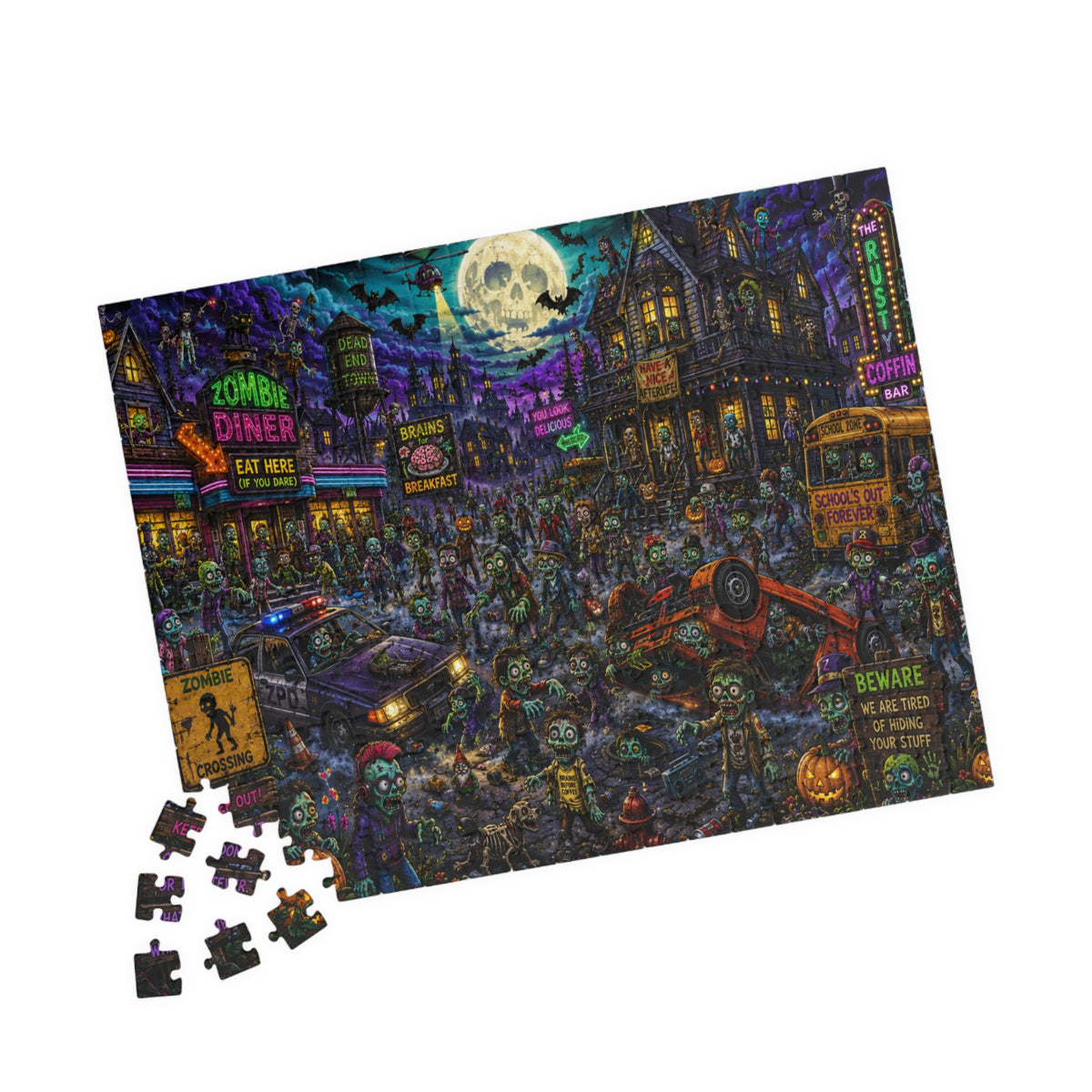 Spooky Zombie City Puzzle 520 Piece | Halloween Jigsaw