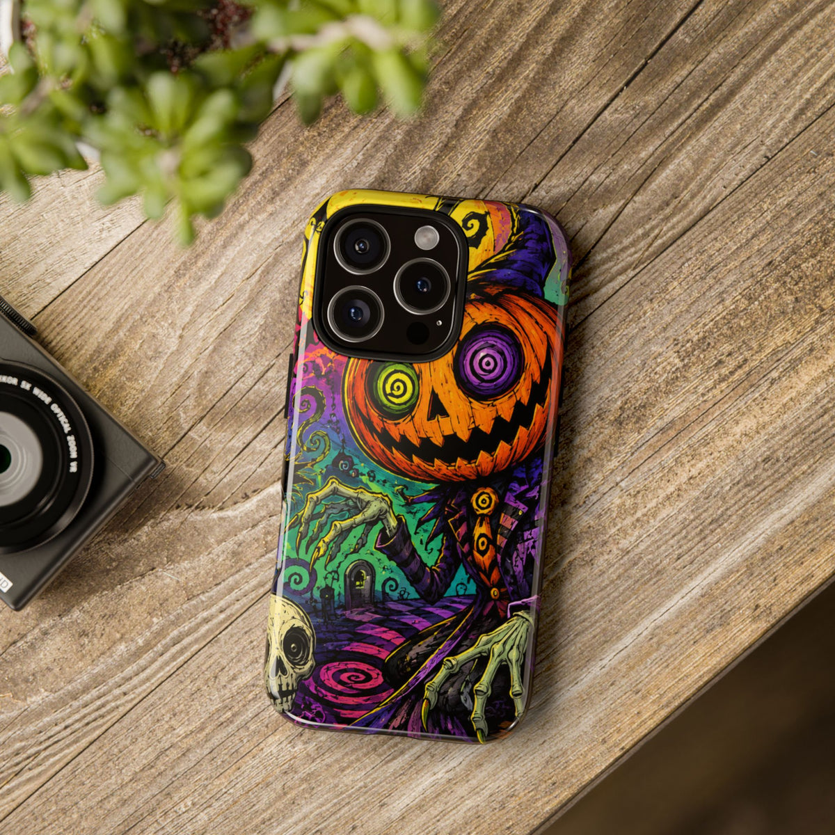 Halloween Pumpkin Skull Phone Case — Psychedelic Jack-o'-Lantern Tough Case