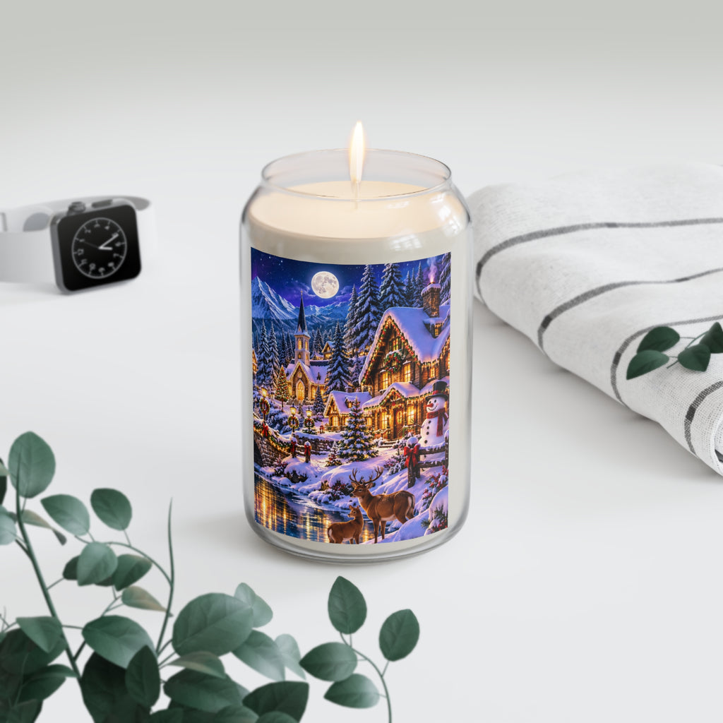 Winter Village Scented Soy Candle — 13.75 oz (Holiday Snowy Cottage Design)