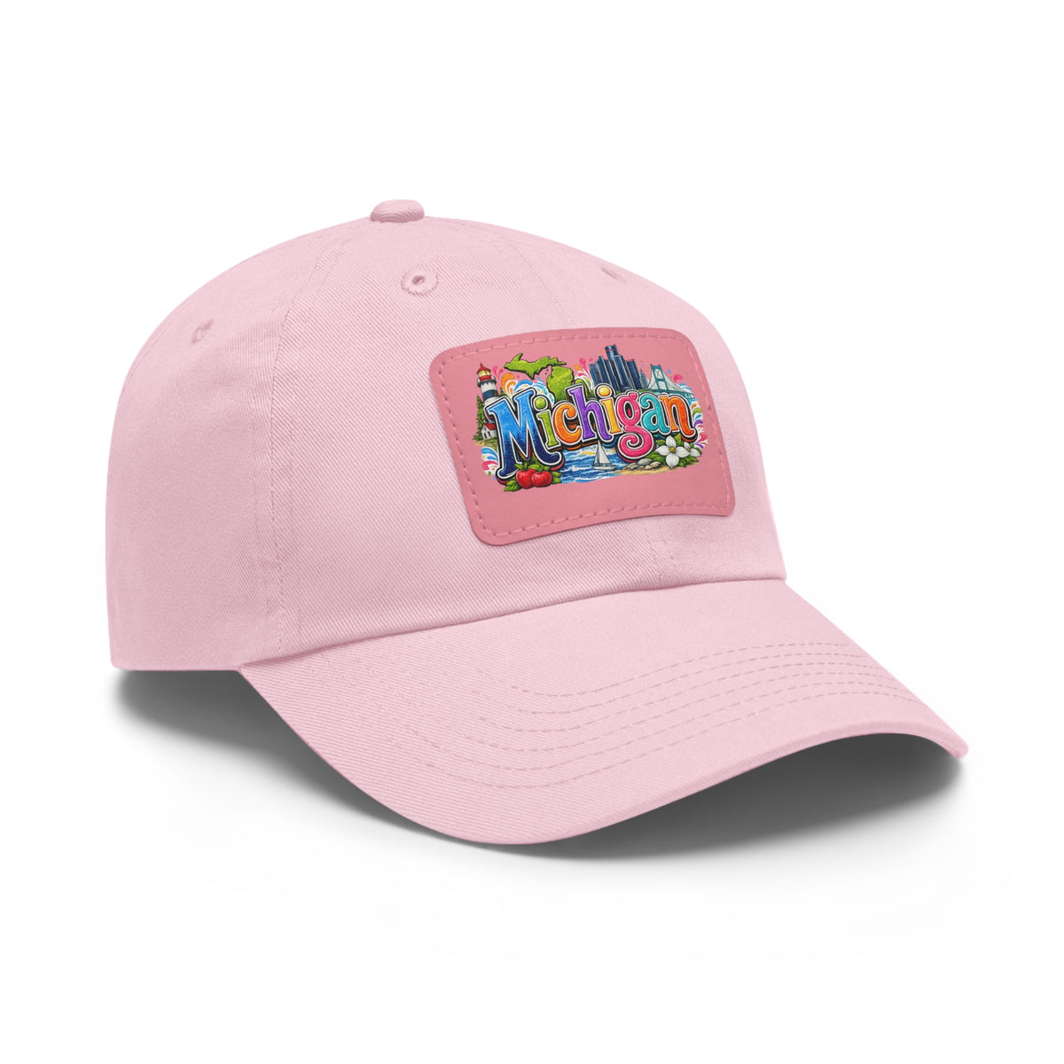 Michigan Patch Dad Hat | Leather Rectangle Patch