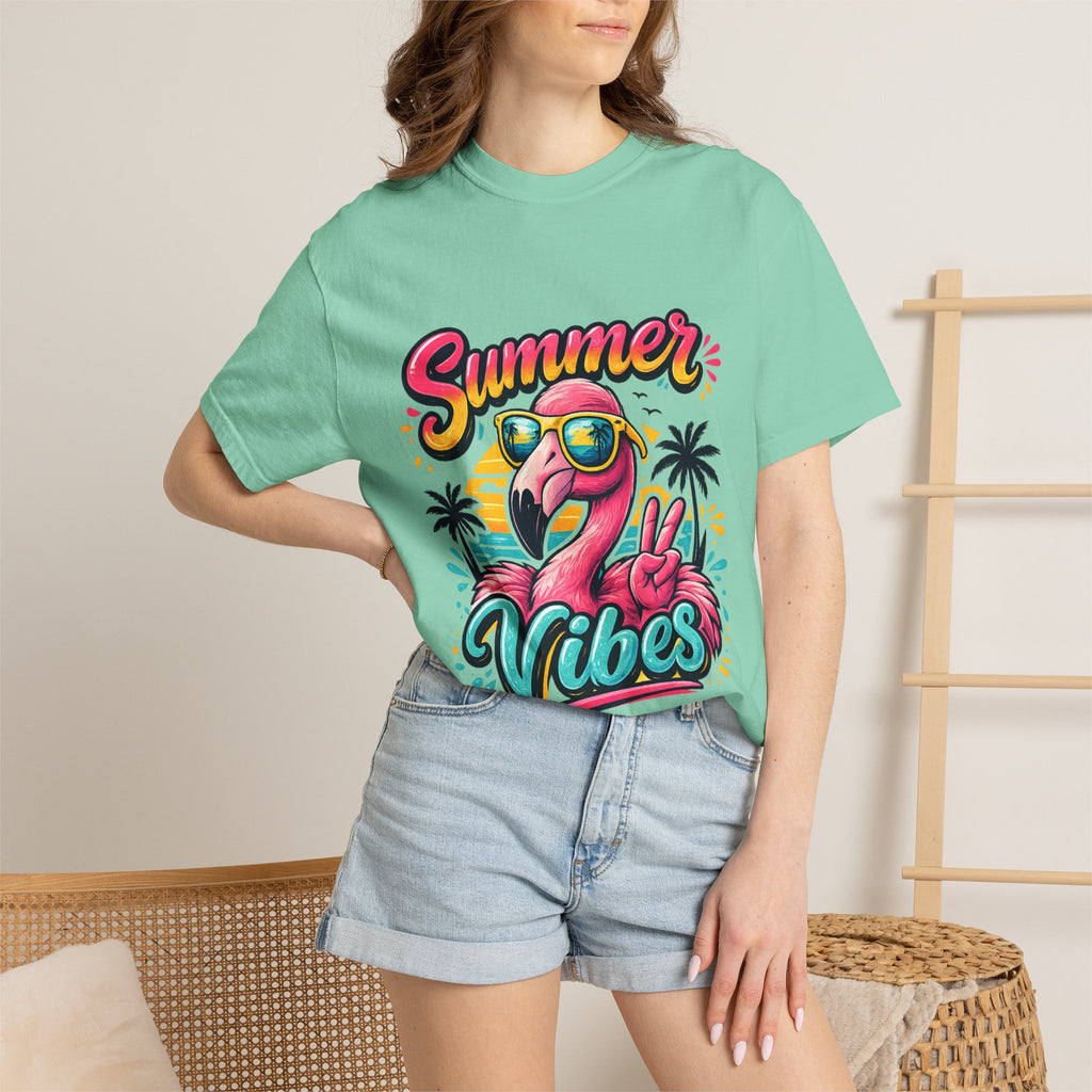 Summer Vibes Flamingo T-Shirt | Tropical Beach Graphic