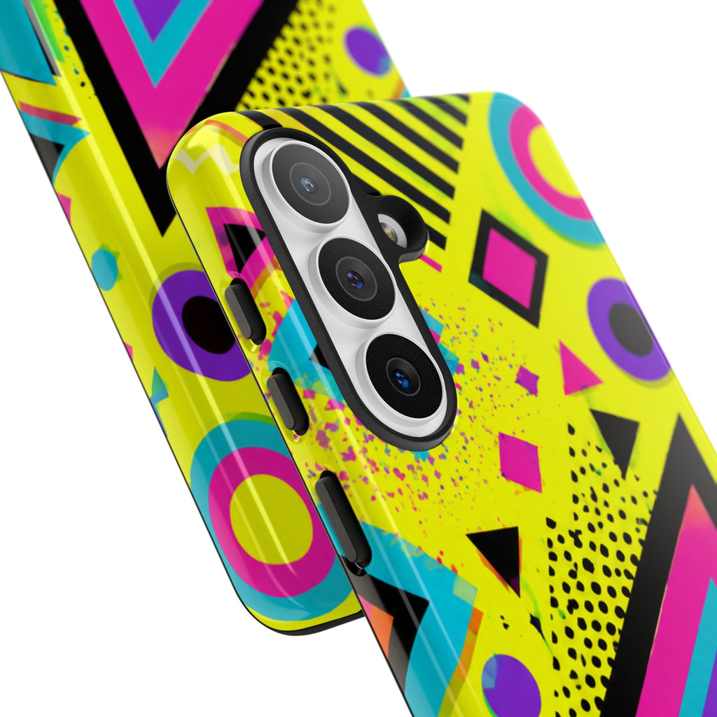 Retro 80s Geometric Phone Case — Neon Memphis Triangle Design