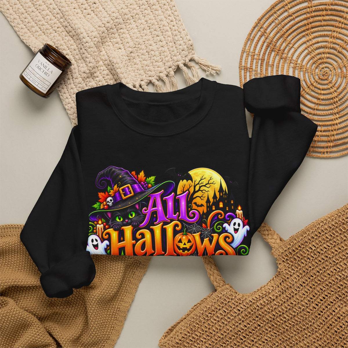 Halloween Crewneck Sweatshirt — "All Hallows Eve" Graphic Pullover