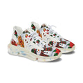 Christmas Snowman & Poinsettia Women's Mesh Sneakers — Holiday Graphic Athletic Shoes