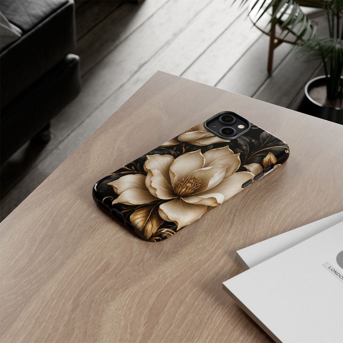 Floral Tough Case — Elegant Gold Magnolia Phone Case