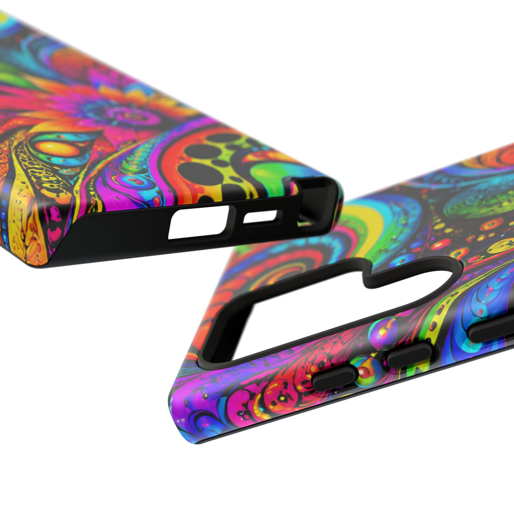 Psychedelic Floral Phone Case — Vibrant Swirl Tough Protective Cover