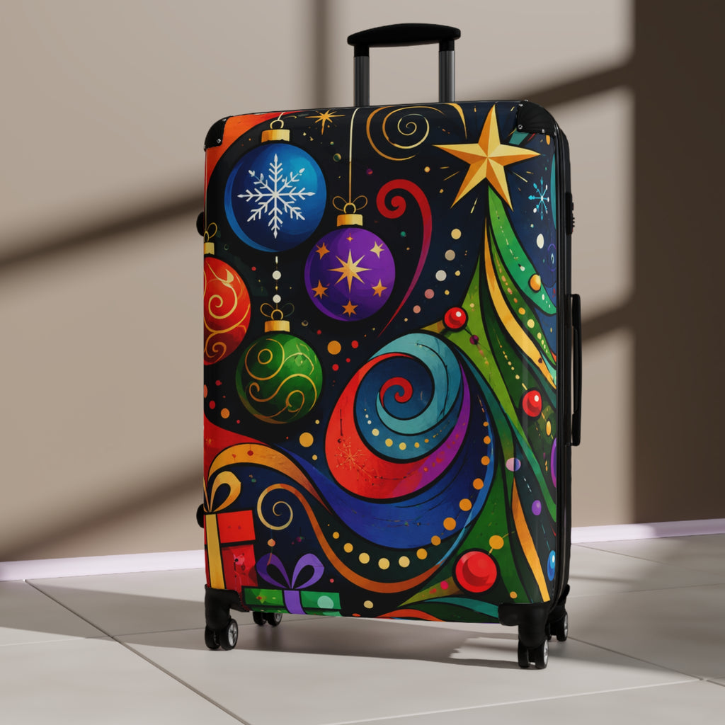 Holiday Ornaments Colorful Christmas Suitcase – Festive Travel Luggage