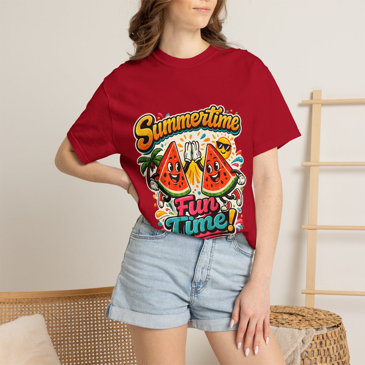 Summertime Fun Time Watermelon Graphic T-Shirt