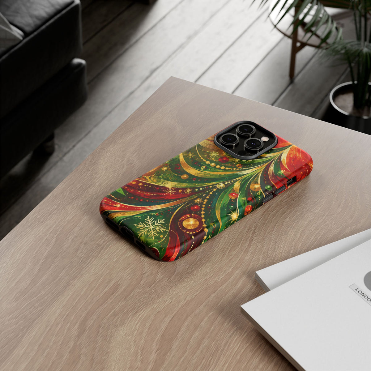 Christmas Tree Tough Phone Case — Festive Red & Green Holiday Phone Cover