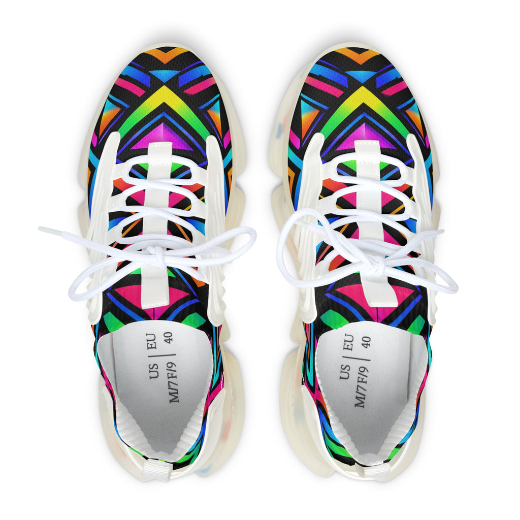 Women’s Mesh Sneakers — Colorful Geometric Tribal Pattern Athletic Shoes