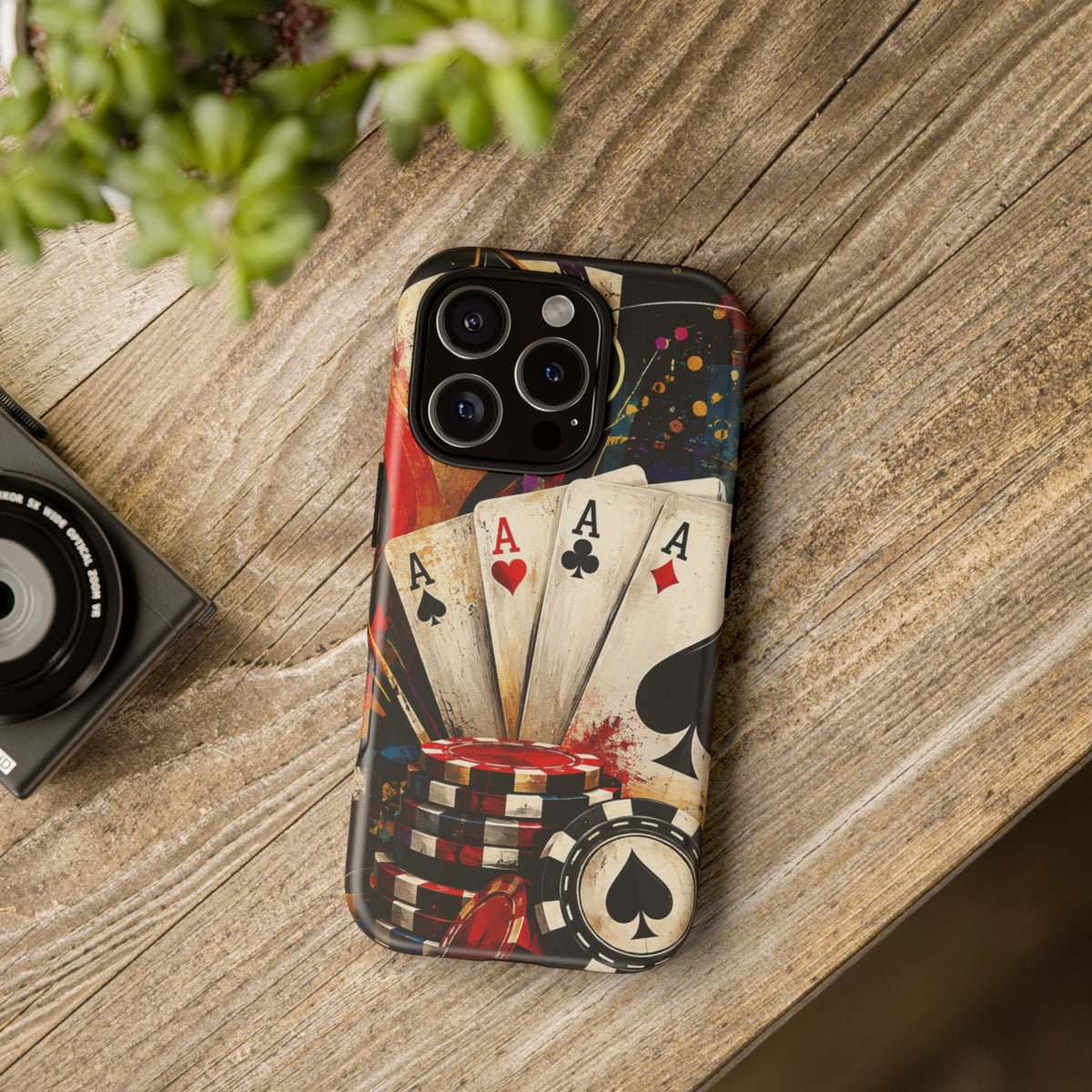 Casino Poker Ace Phone Case — Vintage Playing Cards & Chips Protective Cover
