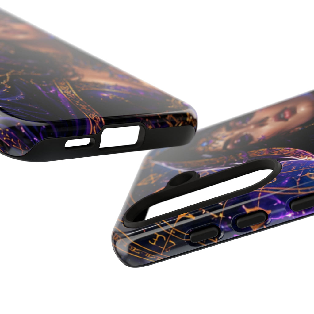 Phone Case — Mystical Sorceress Art Protective Tough Case (Astrology, Purple Hooded Witch)