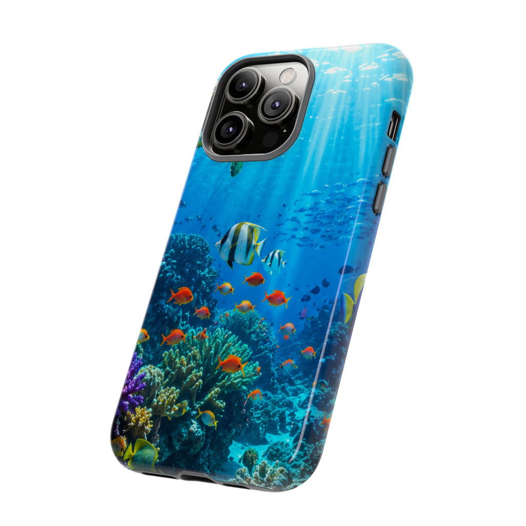Underwater Ocean Life Tough Phone Case — Coral Reef & Sea Turtle Protective Cover