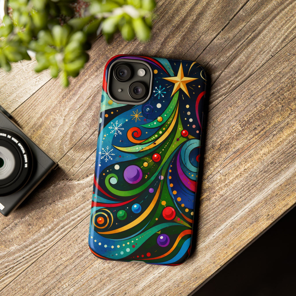 Colorful Swirl Christmas Tree Tough Phone Case