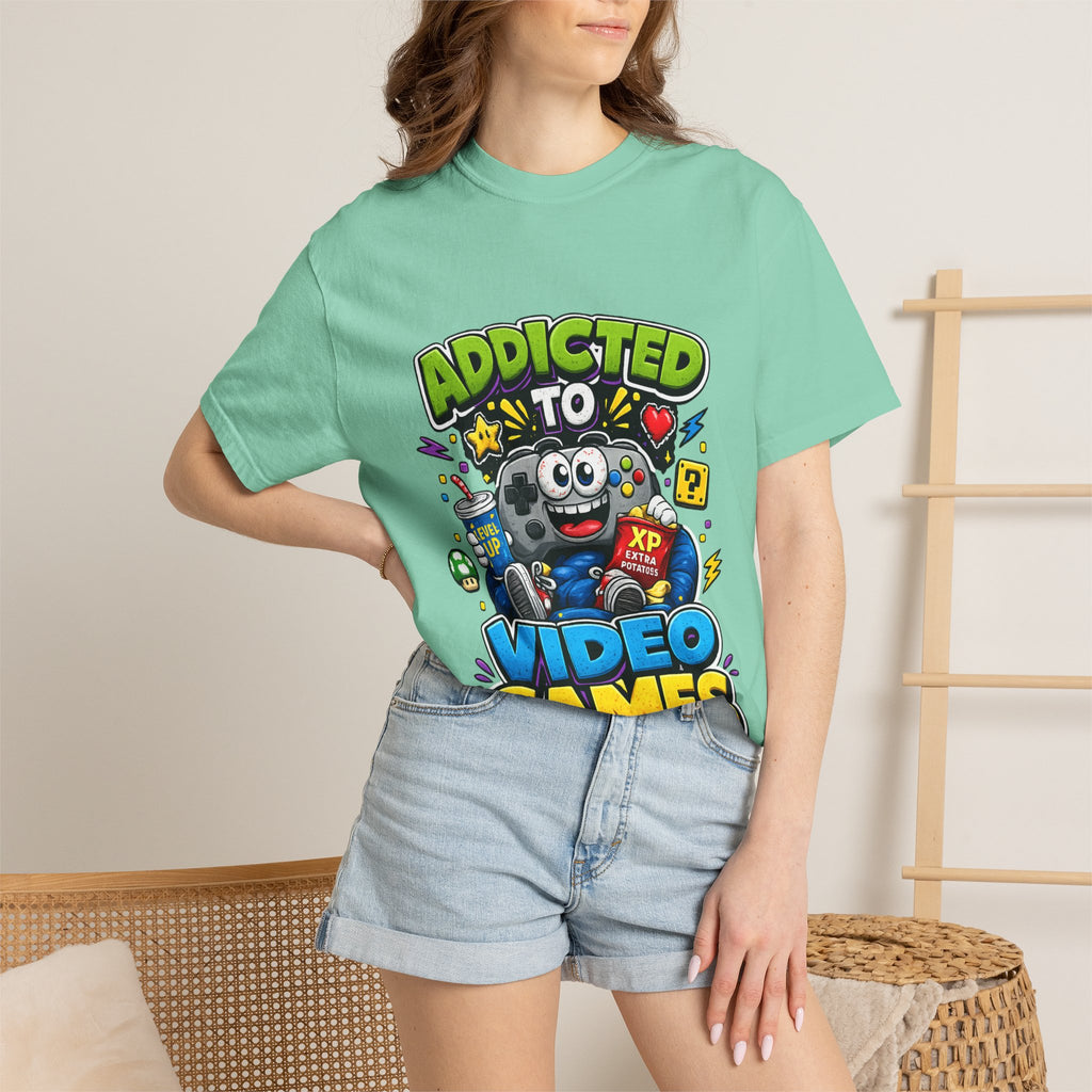 Addicted to Video Games T-Shirt | Gamer Controller Graphic Tee