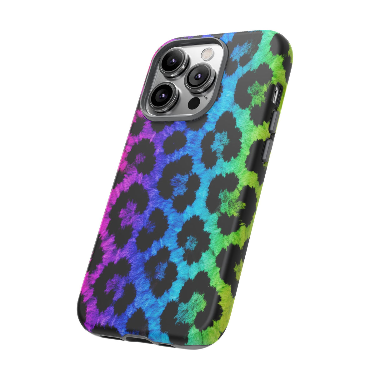 Neon Rainbow Leopard Tough Case – Colorful Animal Print Phone Cover