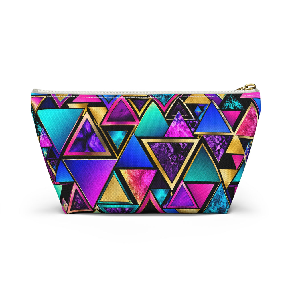 Geometric Neon Triangle Accessory Pouch