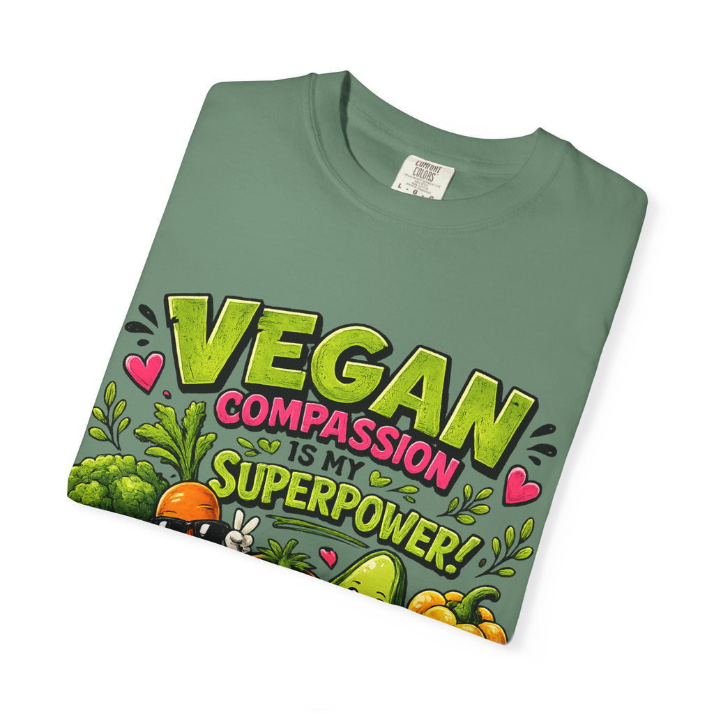 Vegan Compassion Is My Superpower T-shirt | Cute Veggie Characters