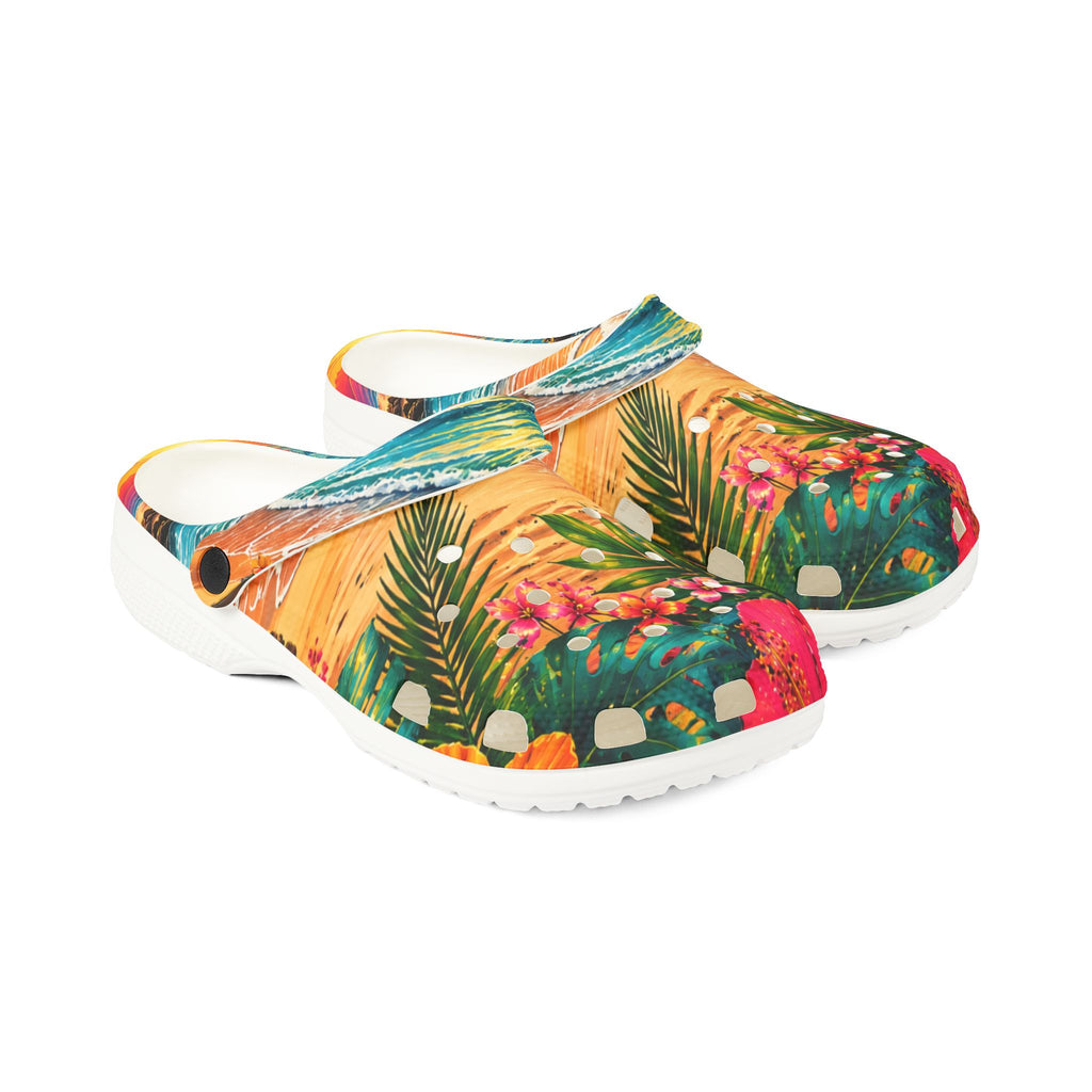 Tropical Floral Clogs — Colorful EVA Foam Garden Shoes