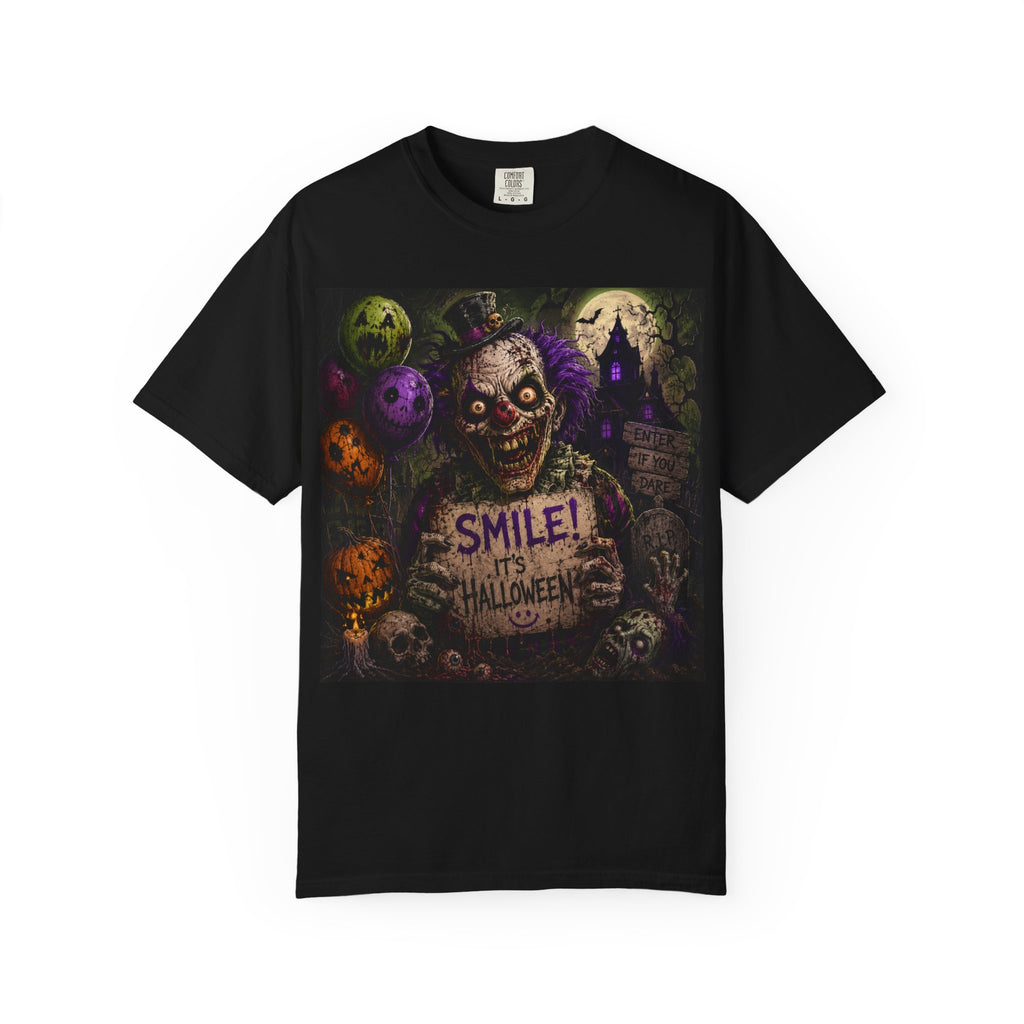 Halloween Horror T-Shirt — 'Smile! It's Halloween' Creepy Graveyard Design