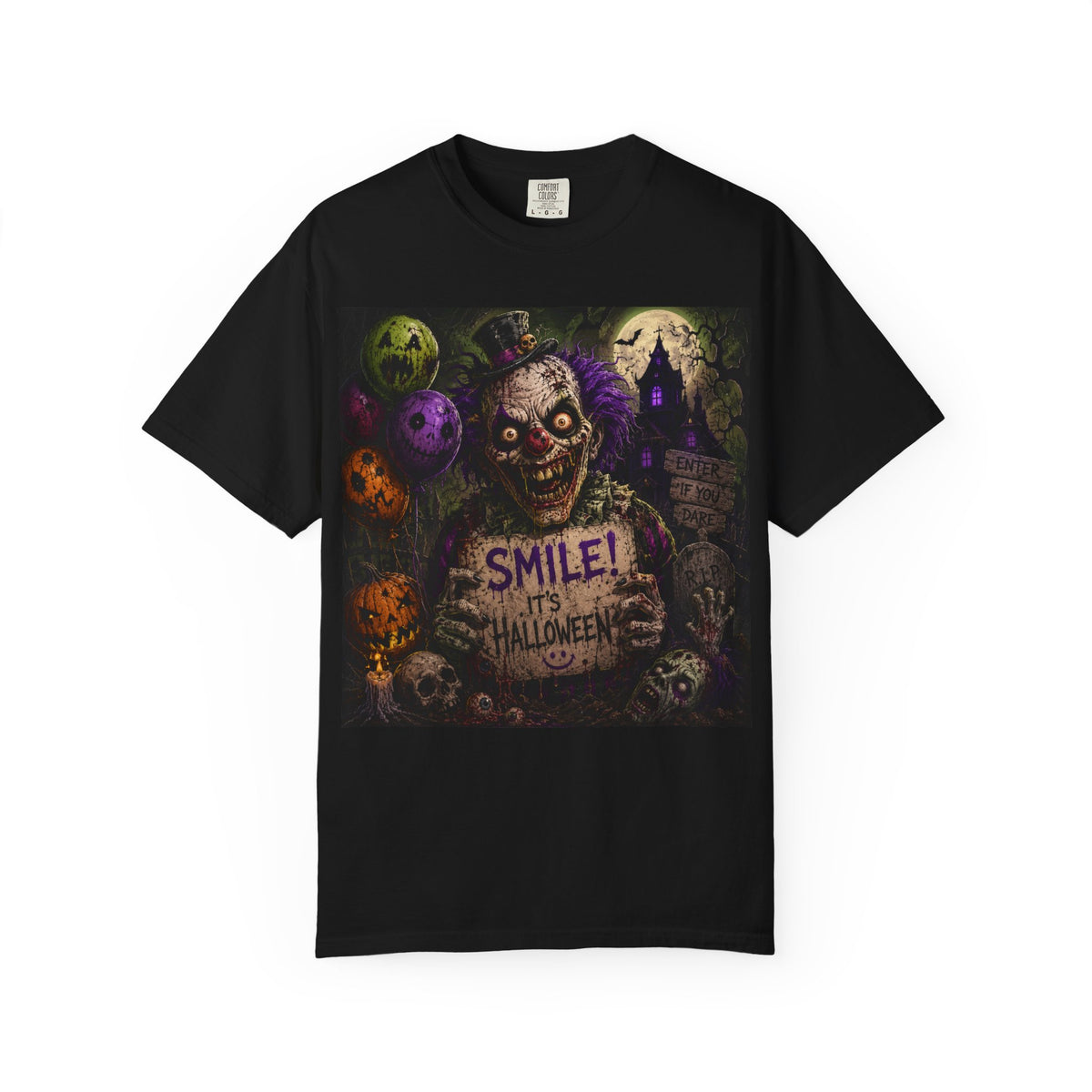 Halloween Horror T-Shirt — 'Smile! It's Halloween' Creepy Graveyard Design