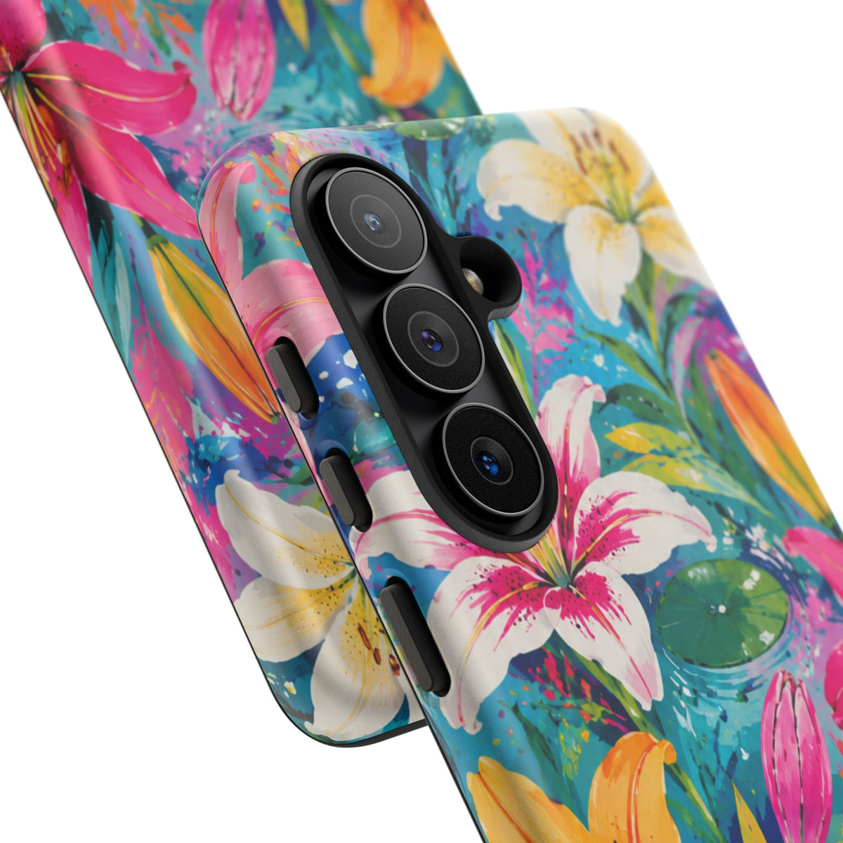 Floral Lily Tough Phone Case — Colorful Tropical Flower Protective Cover