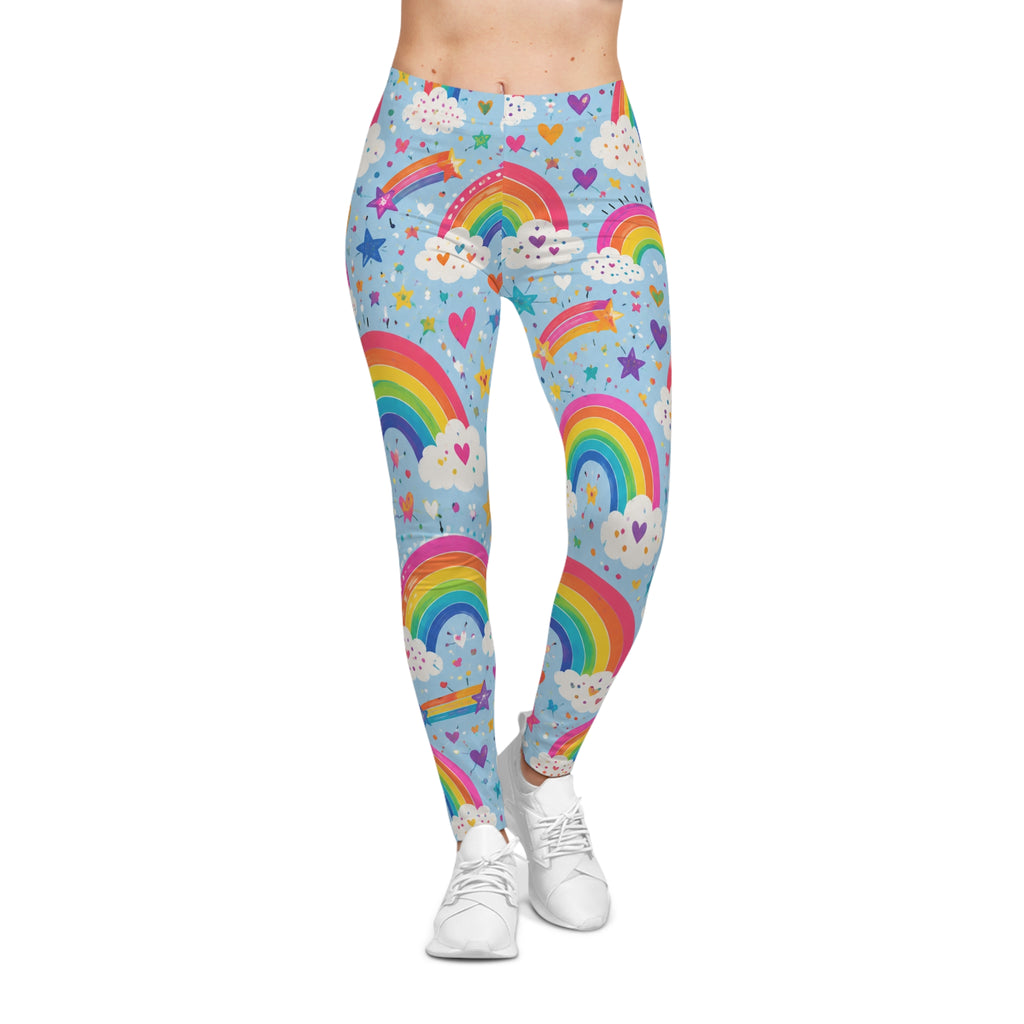 Rainbow Clouds Leggings | Cute Rainbow Print Leggings