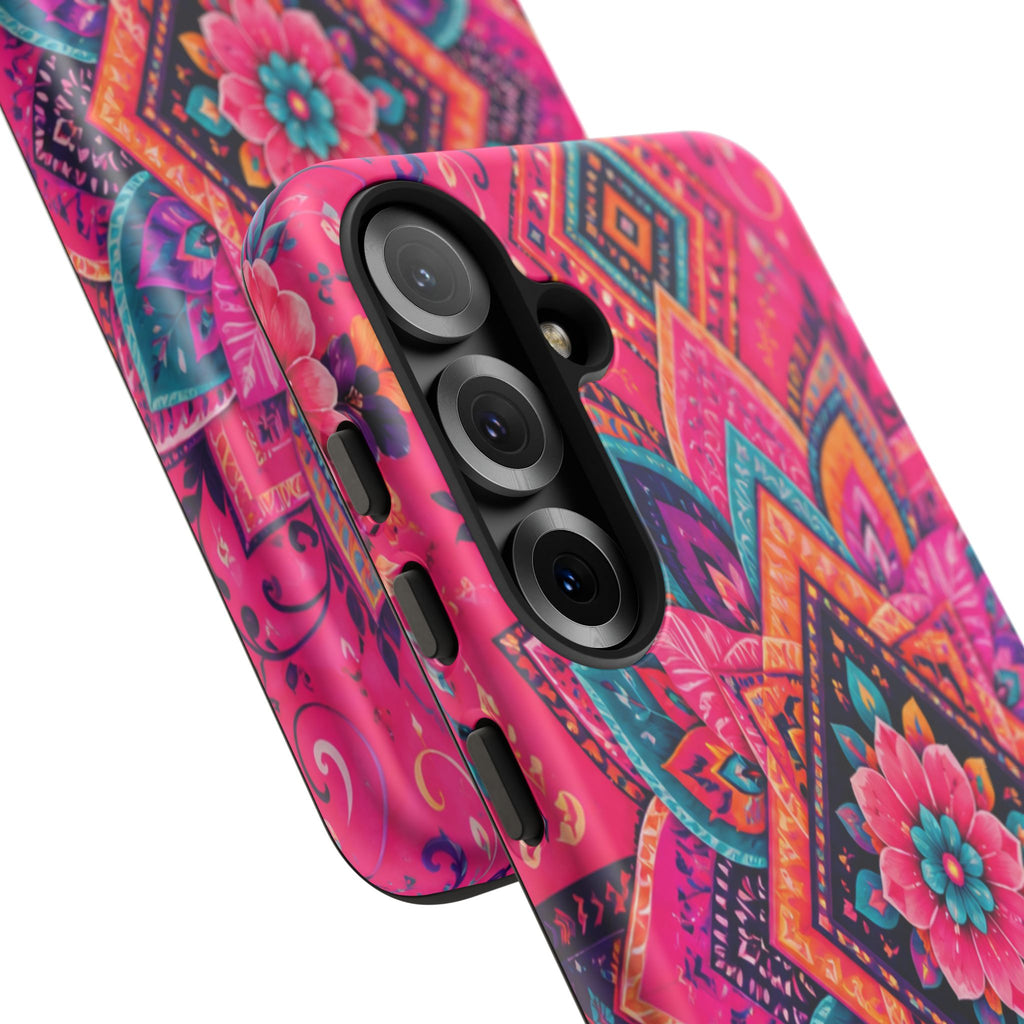 Floral Mandala Tough Phone Case — Pink Boho Protective Cover