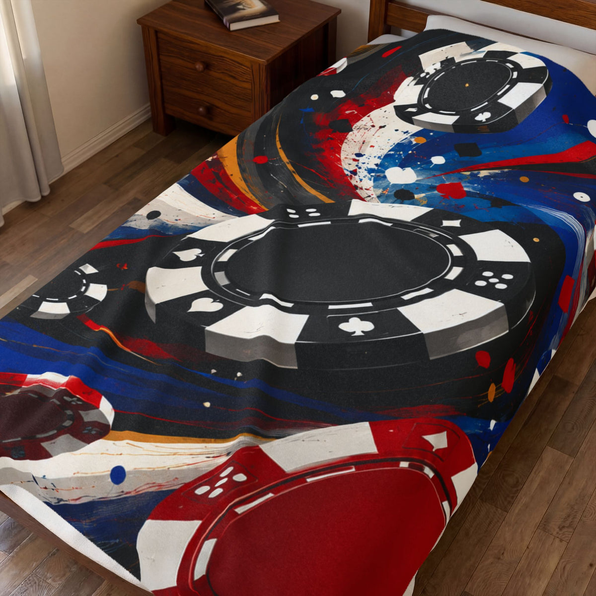 Casino Chips Velveteen Plush Blanket — Poker Night Throw for Gamblers & Game Rooms