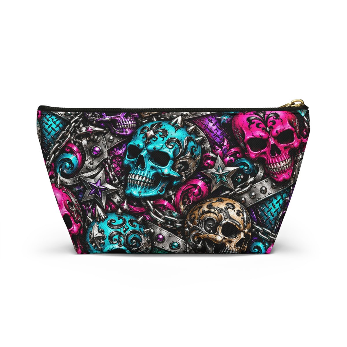 Colorful Sugar Skull Pattern Accessory Pouch