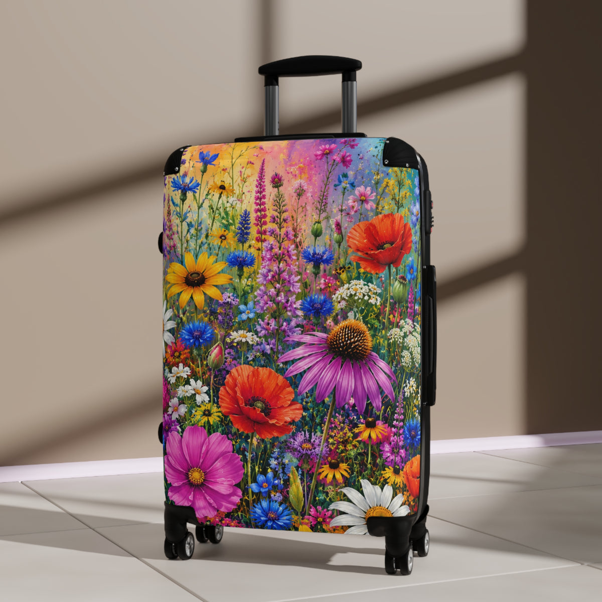 Floral Meadow Suitcase – Colorful Wildflower Rolling Luggage