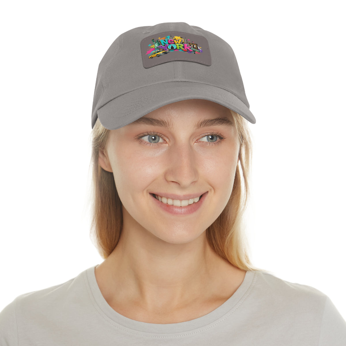 New York Graffiti Leather Patch Dad Hat | City Skyline