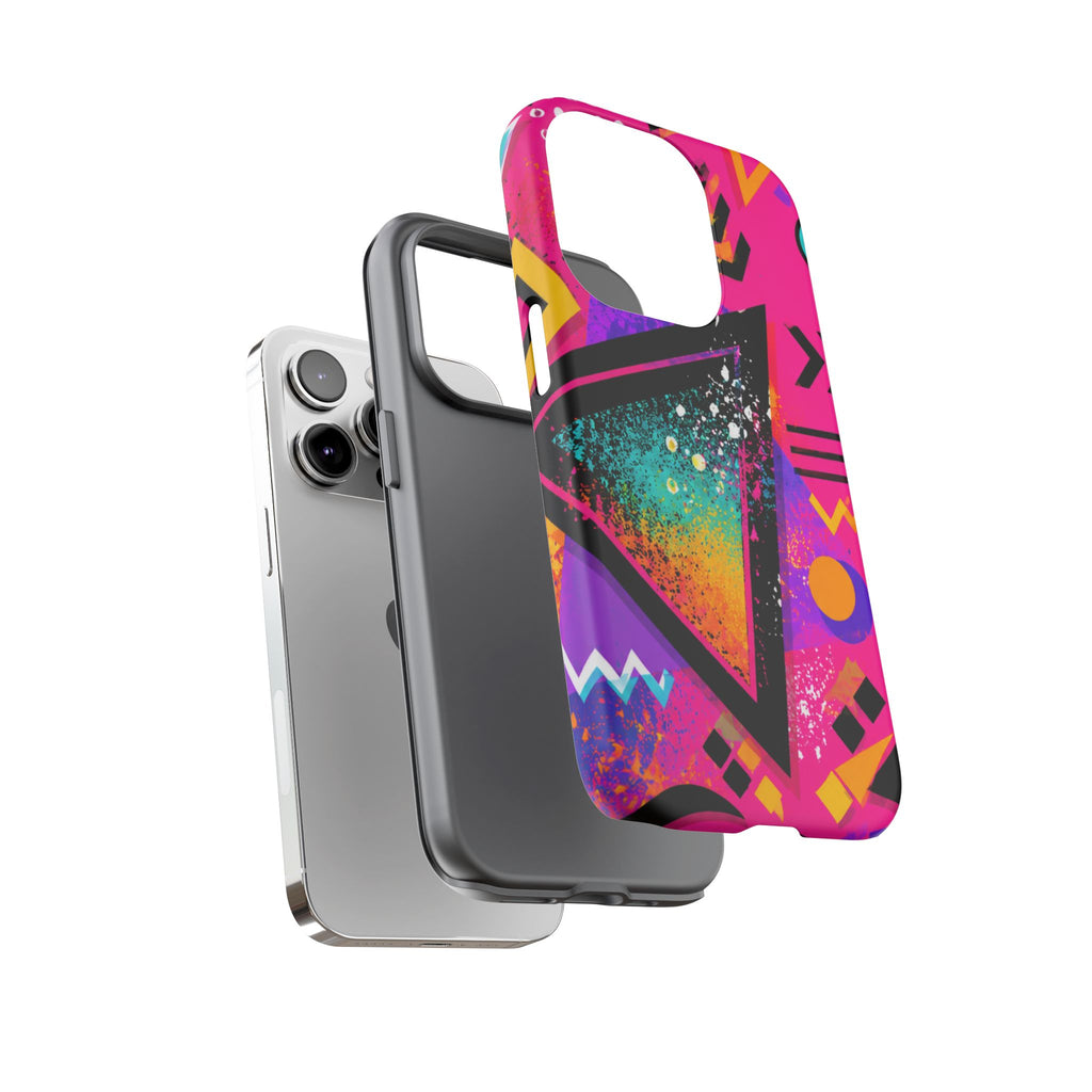Retro 80s Geometric Phone Case — Neon Triangle Tough Case