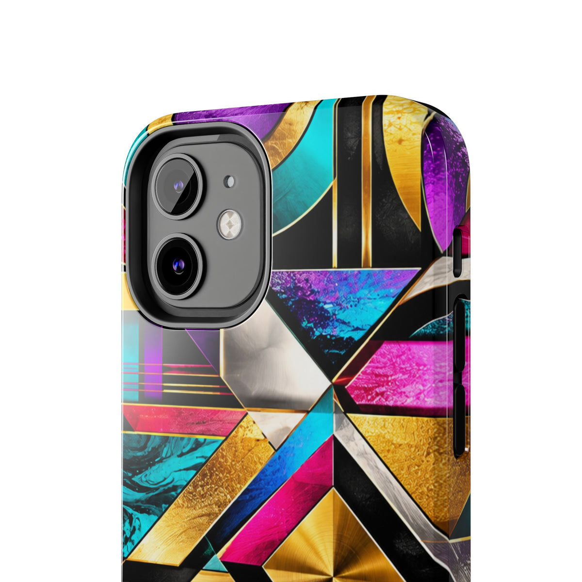 Geometric Art Deco Tough Phone Case — Vibrant Gold, Teal & Magenta Pattern