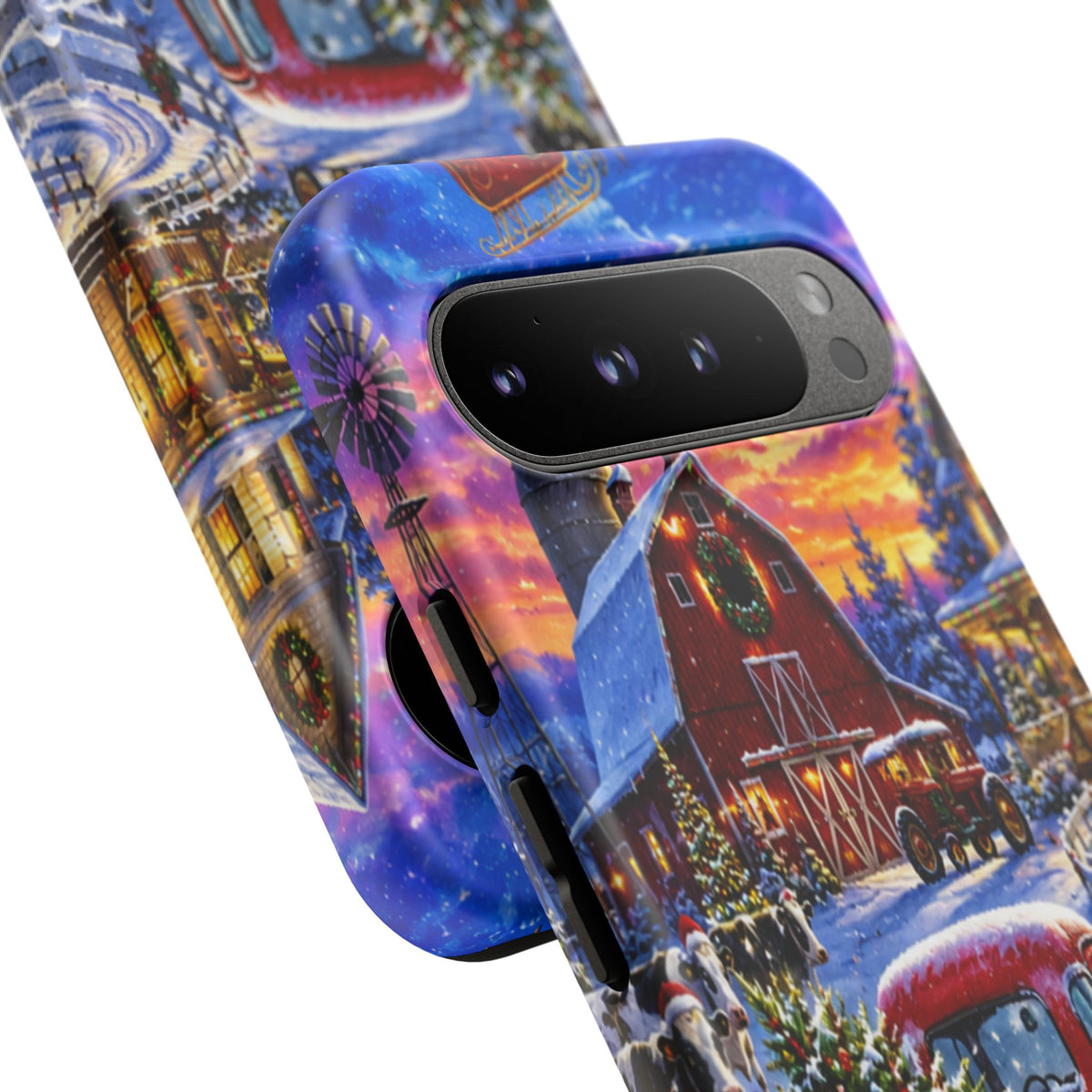 Christmas Farm Phone Case — Vintage Red Truck in Snowy Holiday Scene