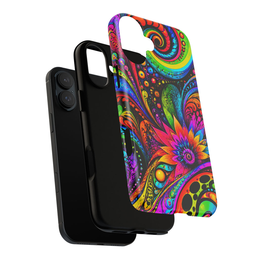 Psychedelic Floral Phone Case — Vibrant Swirl Tough Protective Cover