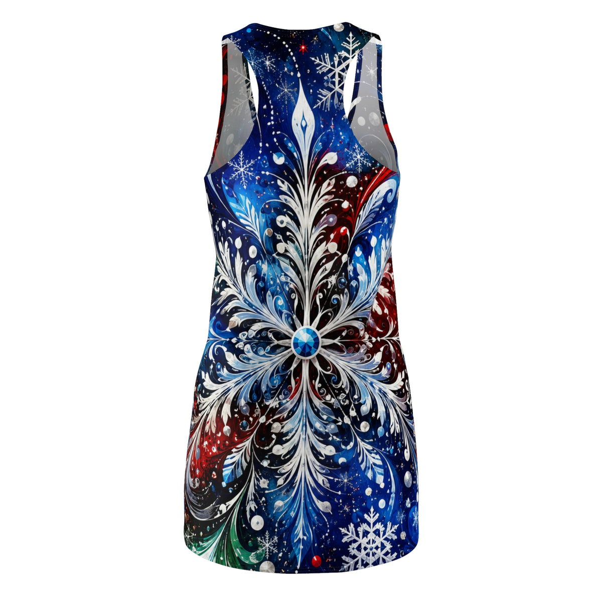 Racerback Dress - Festive Blue Snowflake All-Over Print
