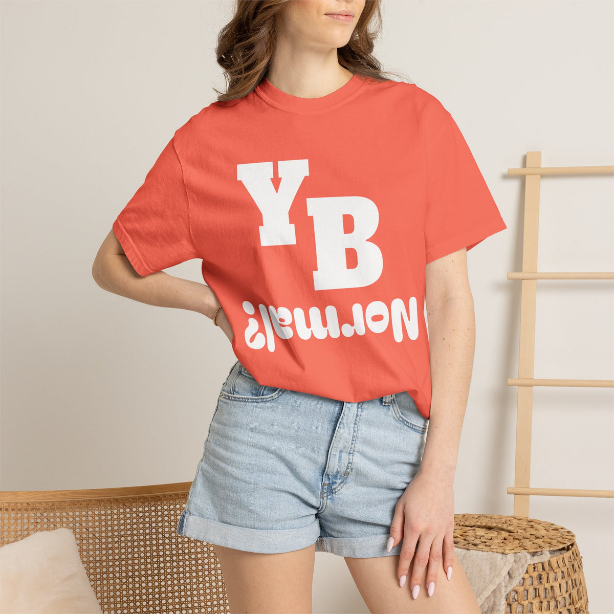 Funny 'YB ¿Normal?' Graphic T-Shirt — Upside-Down Retro Typography Tee