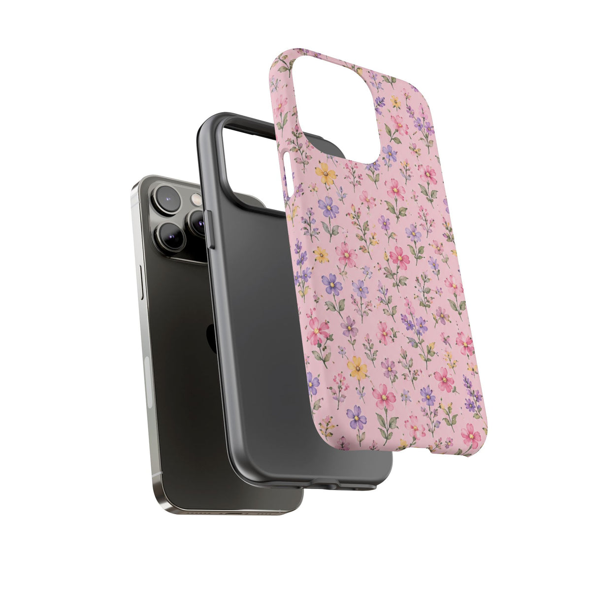 Floral Pink Tough Phone Case — Pastel Wildflower Protective Case