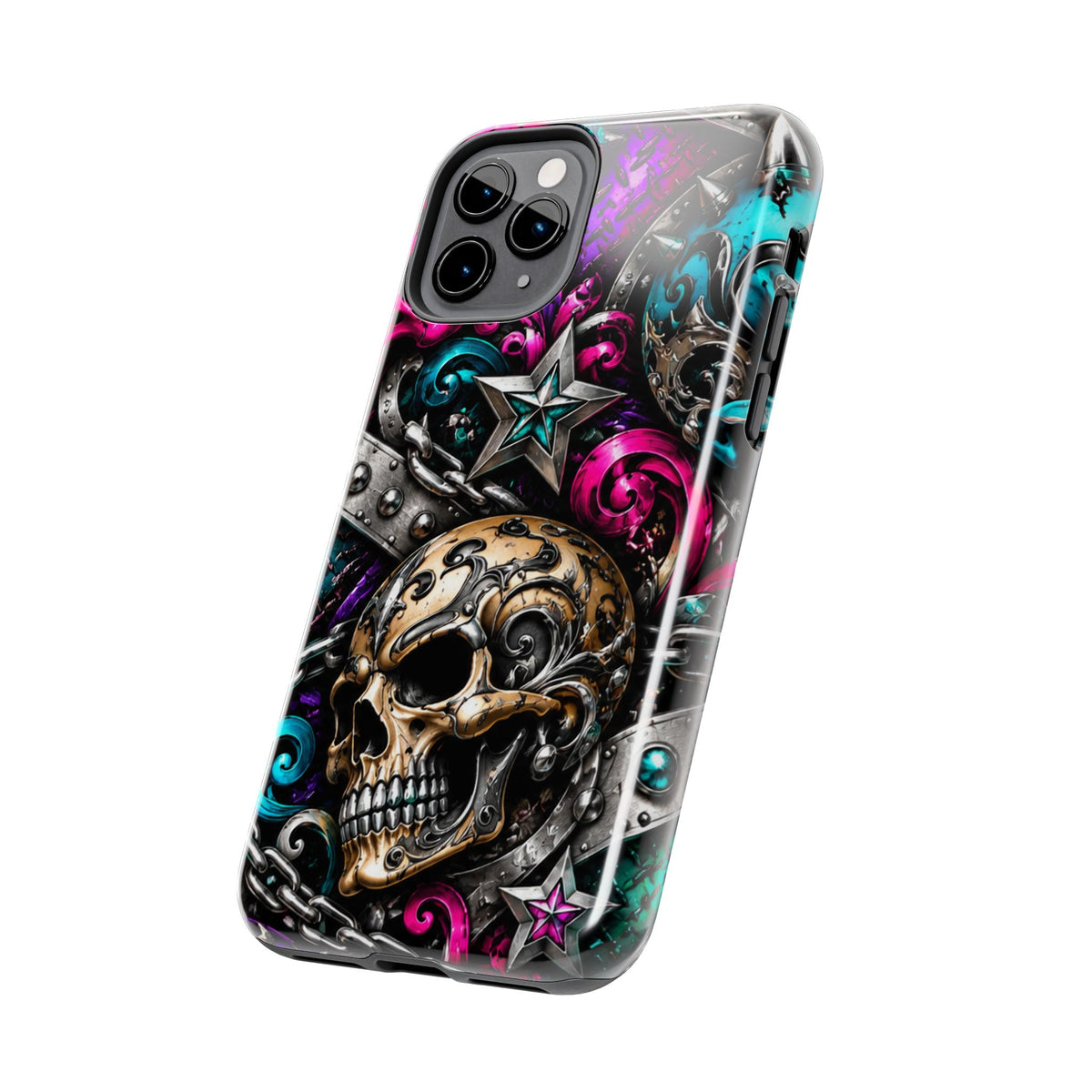 Skull & Stars Tough Phone Case | Colorful Gothic Skull Phone Case