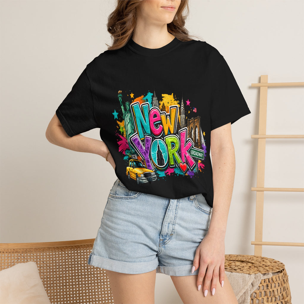 New York Graffiti Skyline T-shirt | Cityscape Taxi Brooklyn Bridge