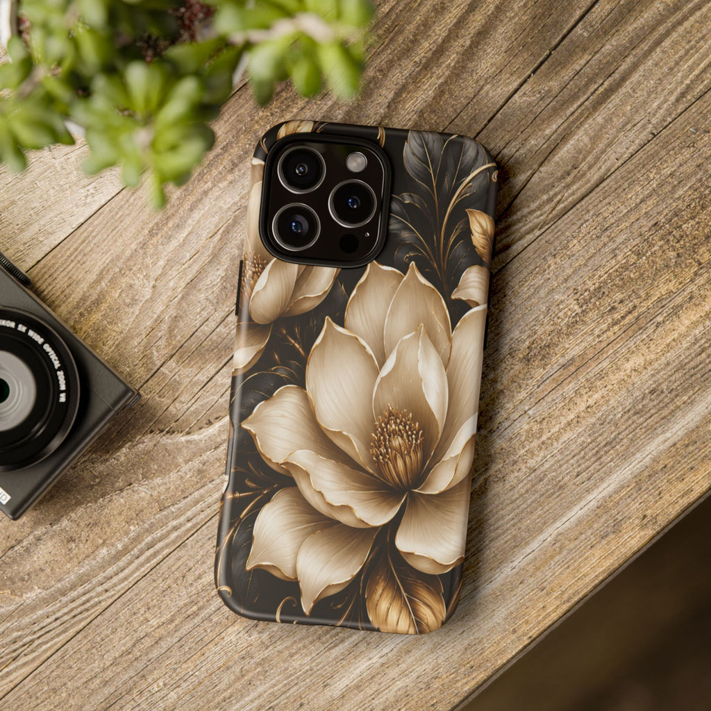 Floral Tough Case — Elegant Gold Magnolia Phone Case