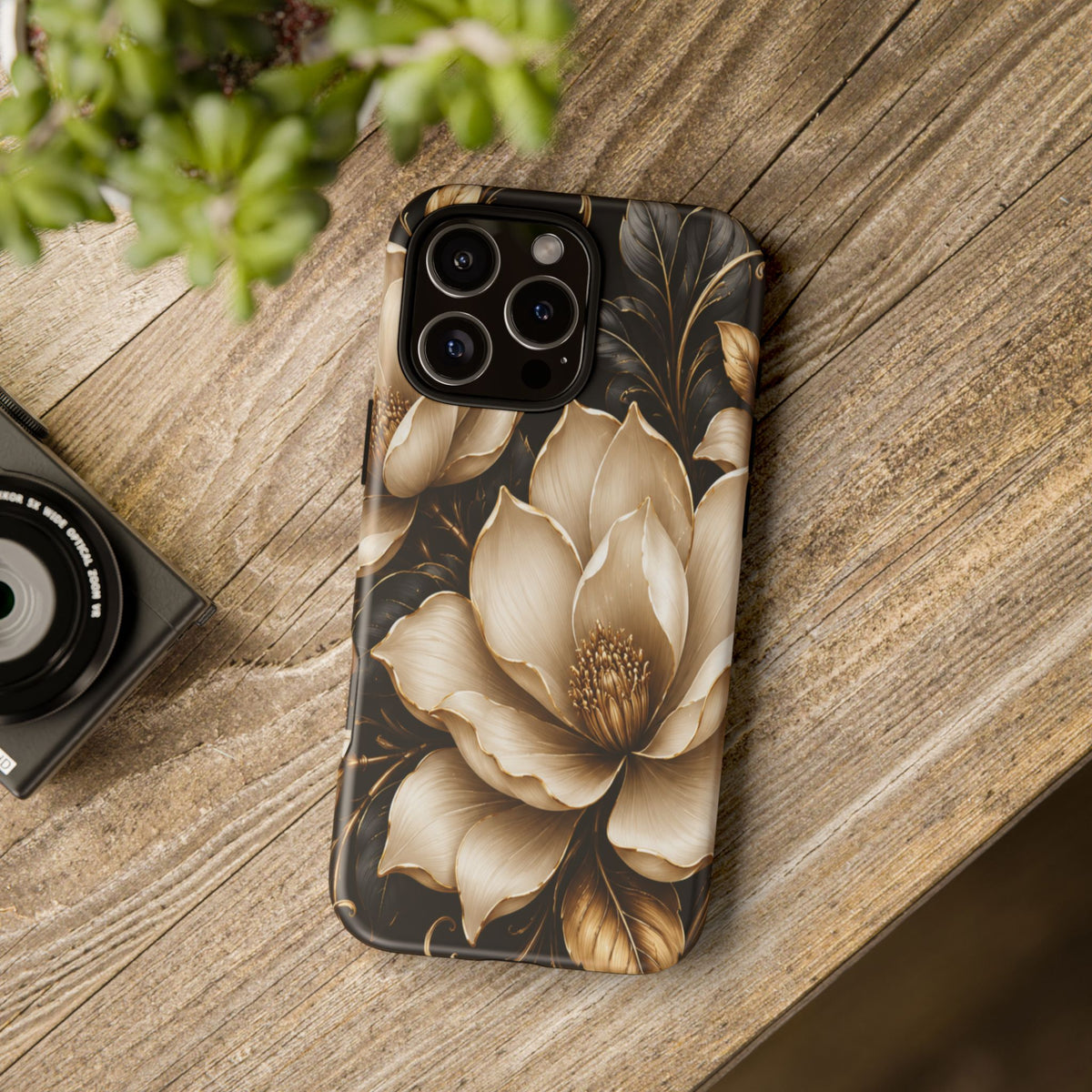 Floral Tough Case — Elegant Gold Magnolia Phone Case