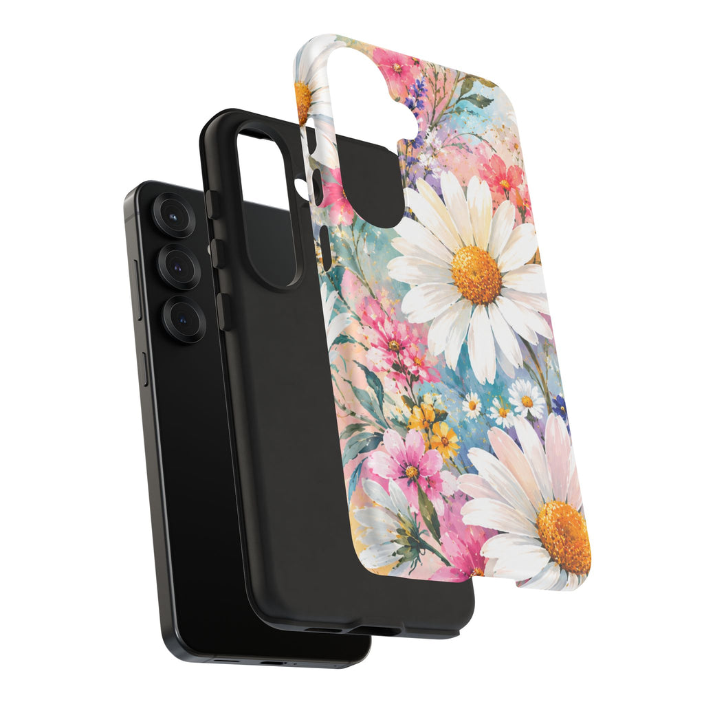 Floral Daisy Phone Case — Watercolor Daisies Protective Tough Case