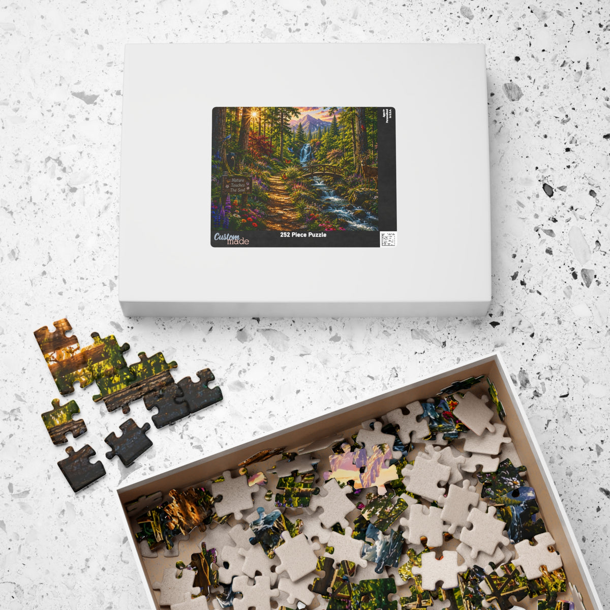 Scenic Forest Waterfall Jigsaw Puzzle — "Nature Touches the Soul" (110–1014 pcs)