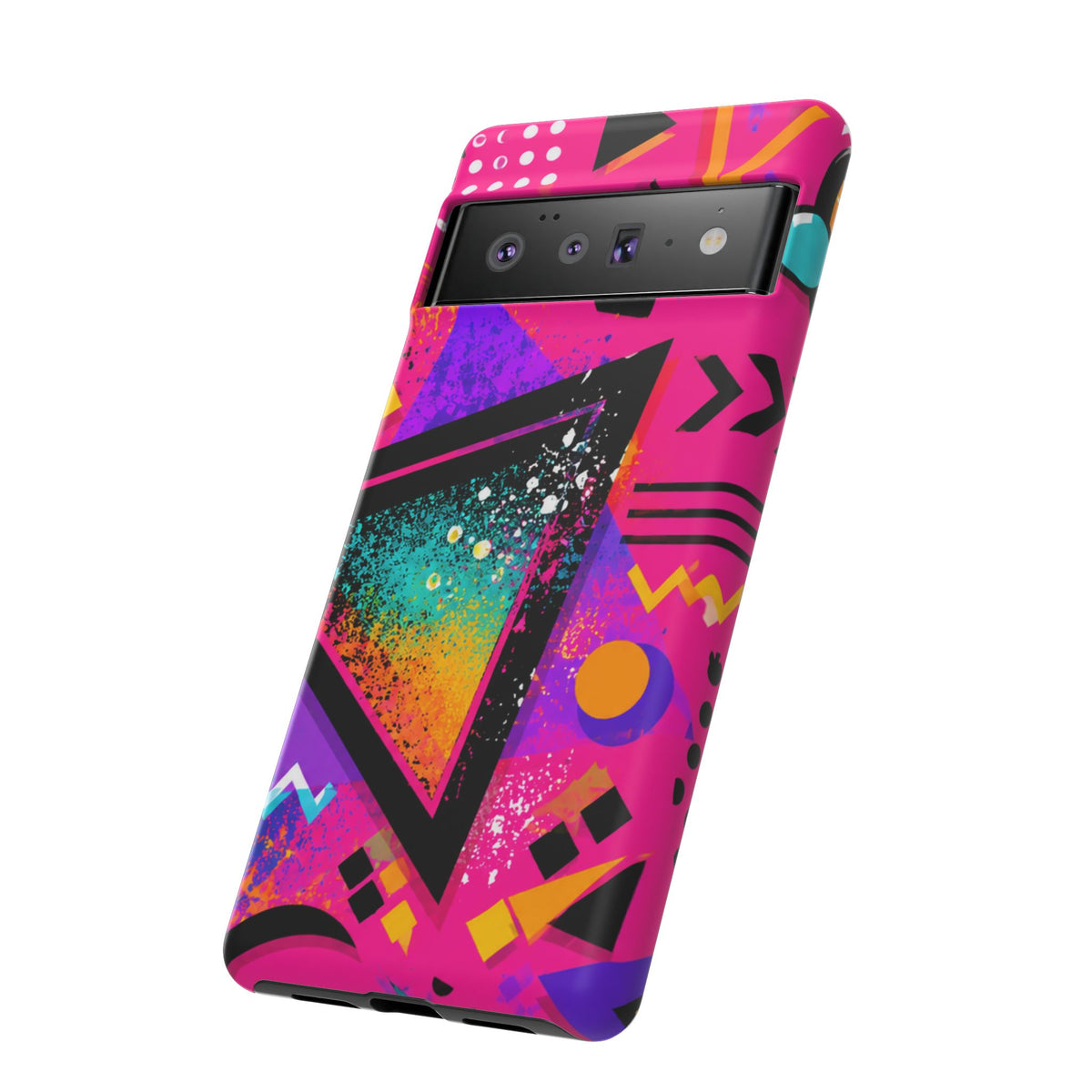 Retro 80s Geometric Phone Case — Neon Triangle Tough Case